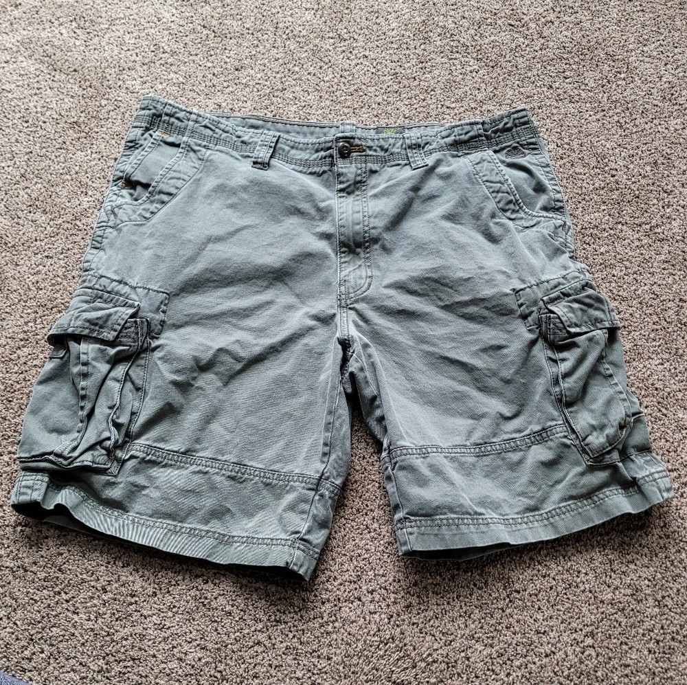 Timberland Men's Cargo Shorts 40 Green Organic Cotton Blend Outdoors